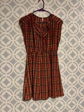 My Beloved Plaid Mini Dress in Rust and Black